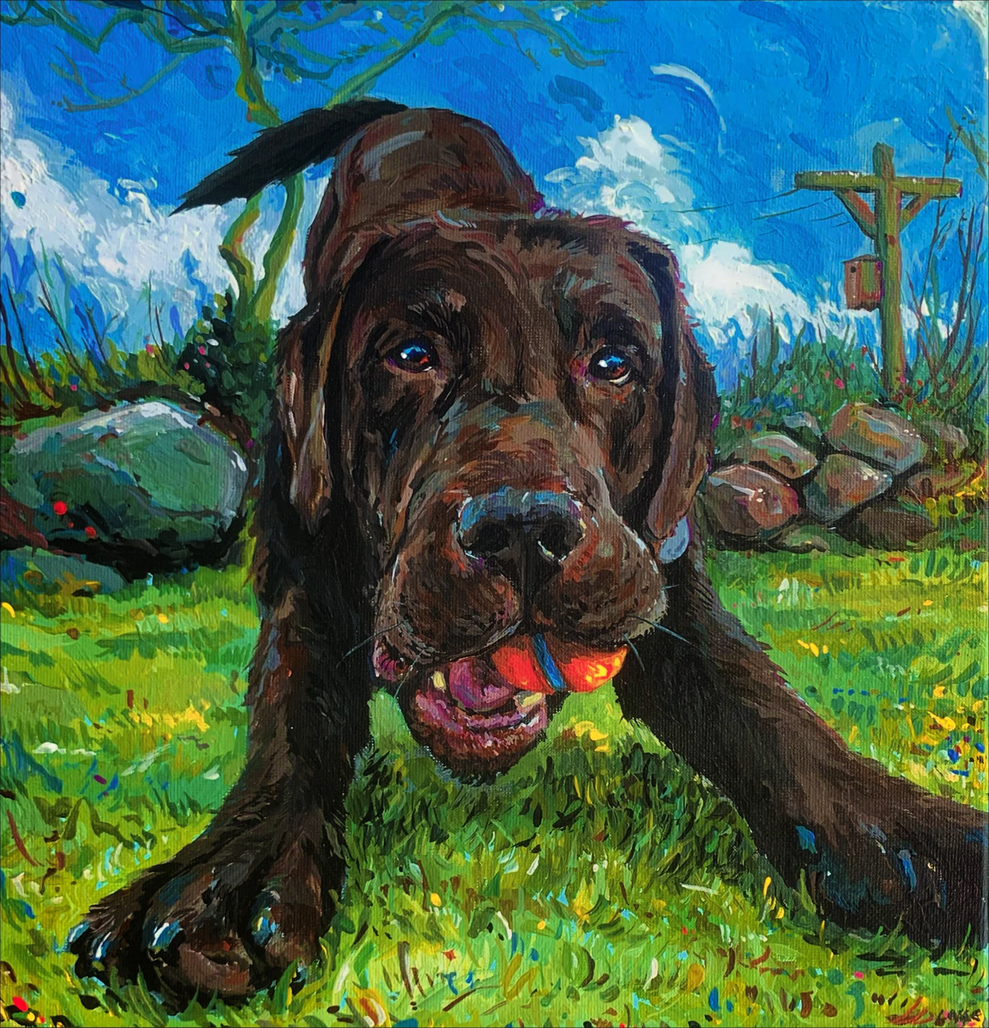 Dog portrait painting by Lars Corneliussen